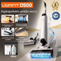 Aspirapolvere UWANT D500 Wet Dry 17000Pa Aspirazione 180 ° Mop senza fili Lay-Flat AI autopulente 65 ° C Essiccazione Bordo triplo lato