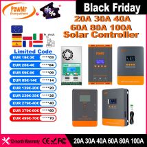 PowMr MPPT 100A 80A 60A 40A 30A 30A 20A Regolatore di carica solare LCD Funziona con pannello solare batteria al piombo-acido Lifepo4 12V 24V 36V 48V
