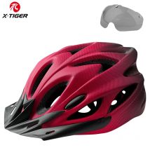 X-TIGER Fahrradhelm Integral geformter Fahrradhelm LED-Leuchten MTB-Fahrradhelm Ultraleichter sportlicher sicherer Hut mit Schutzbrillenvisier