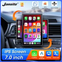 Jansite 7-Zoll tragbarer Multimedia-Player mit Carplay AI-Bildschirm, IPS-Bildschirm, GPS-Navigation, Bluetooth-Unterstützung, horizontaler/vertikaler Bildschirm