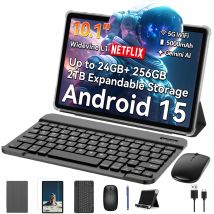 Tableta TABWEE T20 con teclado: tableta PC Android 15 de 10 pulgadas, 8 GB de RAM 256 GB de ROM, octa-core, 5000 mAh, 8 MP + 5 MP, sin cargador de la UE