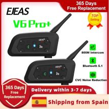 EJEAS V6 PRO+ Auricolare Bluetooth interfono per casco moto con comunicatore interfono BT 800M 6 ciclisti Lettore musicale impermeabile