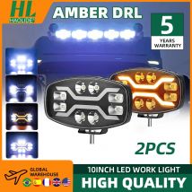 HAOLIDE 10 "Luce da lavoro a LED Faro fuoristrada Faretto di benvenuto per camion Ausiliario Quadrato Guida per auto DRL Bianco Giallo Fendinebbia