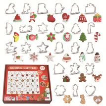 24PCS Weihnachten Cookie Cutter Edelstahl Keks Form Backen Werkzeug Weihnachten Thema Schneeflocke Santa Claus Kuchen Keks Form