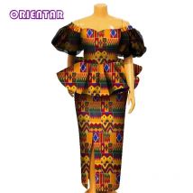 2 Pieces Set African Outfits for Women African Print Off Shoulder Tops and Long Skirts Women African Clothes 5XL 6XL WY8555