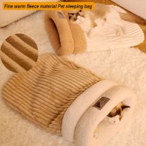Herbst/Winter Warme Bequeme Tasche für Katzen Nest Schlafsack Hundebett Halbgeschlossene Warme Weiche Plüsch Bequeme Bohrloch Nest