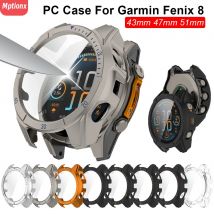 Custodia per PC + vetro per Garmin Fenix 8 43mm 51mm 47mm Protezione schermo Pellicola antigraffio Custodia protettiva per paraurti per Garmin Fenix 8