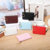 Münz schlüssel Aufbewahrung tasche hochwertige Frauen Mini Geldbörse Luxus Designer Plaid Leder kleine Reiß verschluss Brieftasche neue Vintage Schlüssel bund