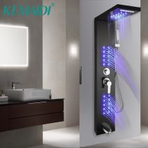 KEMAIDI Duschpaneel aus Edelstahl, Turmsystem, LED-Duschkopf, 5-Funktions-Wasserhahn, Regenmassagesystem mit Körperdüsen, Dusche