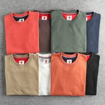 Herbst neues Basic Wash Woolen Baumwolle Langarm T-Shirt Herren Retro Trend All Matching Base Shirt