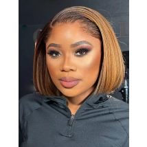 Alipearl Hair Lagos Hairline Highlights Honey Blonde Straight Blunt Cut 13x6 Short Bob Lace Frontal Human Hair Wig