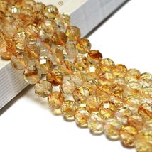 Drobny 100% kamień naturalny fasetowany cytryn żółty okrągły kamień szlachetny koraliki dystansowe do tworzenia biżuterii DIY bransoletka naszyjnik 6/8/10MM