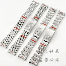 20 mm breites silbernes Präsidentenarmband aus massivem 904L-Edelstahl mit Glide-Lock-Verschluss für Sub Log NH34 NH35-Uhrengehäuse