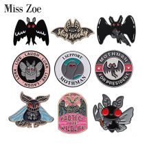 Mothman Enamel Pins Custom Red Eyes Invisible Creature Brooches Lapel Badges Punk Gothic Animal Jewelry Gift for Friends