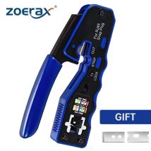 RJ45 Crimp Tool Pass Through Crimper Cutter für Cat6a Cat6 Cat5 Cat5e 8P8C Modularstecker Ethernet All-in-One-Drahtwerkzeug