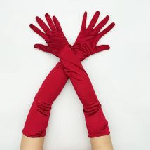 Guanti lunghi classici per adulti da 55 cm, da opera/gomito, in raso elasticizzato, da donna, per feste, costumi da sera, abito da sposa, guanti eleganti