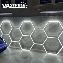 Luz de techo LED hexagonal de panal para garaje, luz fría superbrillante de 6500K, adecuada para talleres 4S, garajes domésticos, gimnasios