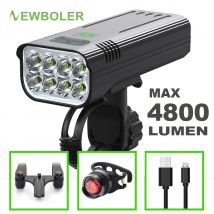 NEWBOLER światło rowerowe 4800 lumenów USB wymagalny deszczoodporny zestaw świateł rowerowych MTB z