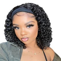 Brazilian Kinky Curly Headband Wigs Human Hair 8-30 Inch Remy Kinky Curly Human Hair Wigs For Women Easy to Wear 180% Yarra Hair