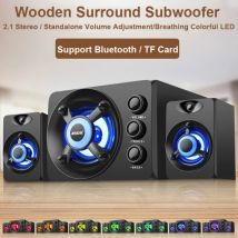 Computer Speaker Combination USB PC Desktop Power Bluetooth Plus USB-TF-AUX Subwoofer with Color LED 2.1 3-channel