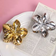 Mode Metall Gold Silber Farbe Blume Haar Klaue für Frauen Große Haar Krabben Klemmen Pferdeschwanz Shark Clip Kopfschmuck Haar Zubehör