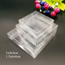 100 Stück Ax4x4 kleine klare transparente PVC-Geschenkbox-Verpackung Weihnachten Hochzeit Kunststoffbox für Schmuck Aufbewahrungsboxen Süßigkeiten Geschenke