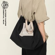 Foldable Drawstring Tote Bag Lightweight Large Capacity Shoulder Bag Waterproof Gym Yoga Sports Travel Handbag for Men Women