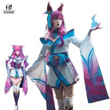 ROLECOS LOL Spirit Blossom Ahri Cosplay Kostüm Ahri Cosplay Perücke Spiel LOL Ahri Kostüm Frauen Kimono Full Set Chinesisches Kleid