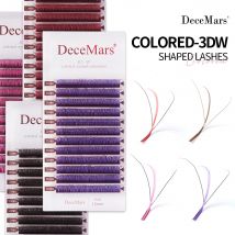 DeceMars Colored 3D W-Shaped Eyelashes Extensions (12line/Tray) for Makeup