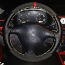 Schwarz Wildleder Leder Auto Lenkrad Abdeckung für Volkswagen VW Golf 4 Mk4 1998-2004 Passat B5 1996-2005 Polo 1999-2002 Seat Leon