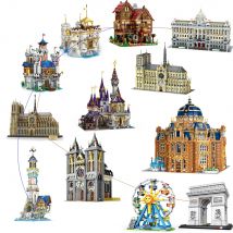 MOC Mittelalterlichen Palast Paris Kirche Löwe Burg Bausteine Royal Wharf Taverne Ritter Haus Ziegel Spielzeug Kinder Weihnachten Geschenke
