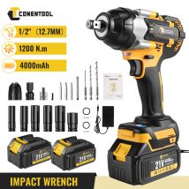 CONENTOOL 1200N.M Bezszczotkowy Klucz Elektryczny 3-W-1 Akumulatorowy Klucz Udarowy Wkrętarka Elektryczna Wiertarki do Akumulatorów Makita 18V