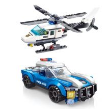 Helikopter Policji miejskiej Samochód Samolot Klocki MOC Klasyczny model samolotu Zabawka edukacyjna