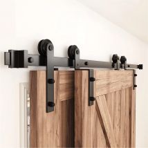 ICH-Förmigen Bypass Schiebe Barn Door Hardware Kit Doppel Tür Track Gebogen Aufhänger System (4-9,6 FT)