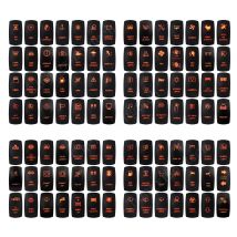 12 V-24 V orange LED-Wippschalter, wasserdicht, 20 A, bernsteinfarbenes Licht für Auto, Boot, ATV, Wohnmobil, Wohnmobil, Auto, Maschine 111 Logos