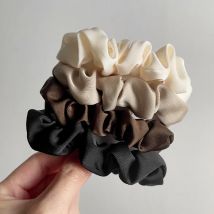 5pcs Elegant Ponytail Holder Rubber Band Elastic Hairband Hair Accessories Silk Satin Scrunchies Women Solid Color Hair Rope