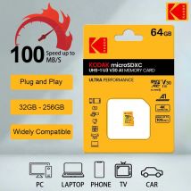 Scheda MicroSD originale KODAK 64GB 32GB Scheda di memoria Memori C10 TF Micro SD SDXC 128GB 256GB 512GB U3 V30 4K per fotocamera drone telefono
