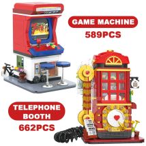 Kreative Telefonzellen-Bausteine, Spielautomat, Straßenansicht, Architekturmodell, zum Zusammenbauen von Ziegeln, Spielzeug, Geschenk für Jungen, Mädchen, Erwachsene