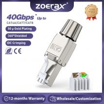Connettore ZoeRax RJ45 Cat6A Cat7 Cat8 Senza Utensili, Riutilizzabile, Schermato, Modulare per Cavi Ethernet 2000MHz 40Gbps LAN 22-26AWG