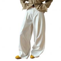 2025 frauen Frühling Mode Große Breite Bein Hosen Hohe Taille Gefaltetes Design Mode Kleidung Hosen Weibliche Hose