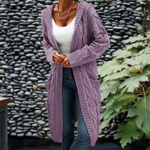 Autumn and winter knitwear fashion new long solid color casual loose cardigan sweater twist knitted sweater women