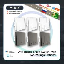 MOES Tuya ZigBee interruptor de luz inteligente sin cable neutro No necesita condensador Smart Life 2/3 vías funciona con Alexa Google Home 2mqtt