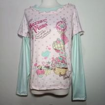 Süße Kawaii Cartoon Polka Dot Print Frauen T Shirt Japan Y2K Ästhetische T-shirts Lose Beiläufige Kontrast Farbe Nette Graphic Tee Tops