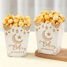 EID Mubarak Popcorn-Box, Keks-Geschenkbox, Ramadan-Dekoration, 2026 für Zuhause, EID Mubarak, islamische muslimische Party-Dekoration, Eid al-Fitr