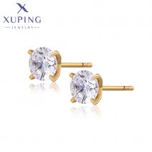 Xuping Jewelry Trendy New Arrival 6mm Round Stone Stud Earrings Light Gold Color Earring for Women Jewellery Gift X000810356