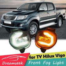 Per Toyota Hilux Vigo 2011 2012 2013 2014 paraurti anteriore LED fendinebbia lampadina con segnale di svolta sequenziale dinamico