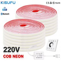 Dimmbare Cob LED-Licht leiste 220V Wand Touch WiFi Bluetooth mit 23key Fernbedienung 240led IP67 flexible selbst klebende lineare Beleuchtung