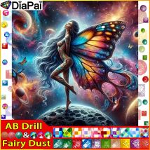 DiaPai Fairy Dust AB Diamond Painting Full Square/Round Diamond"Woman Stars Wings"Pattern Embroidery Cross Stitch 5D Rhinestone