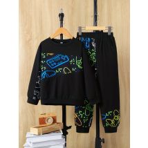 5-10 Jahre alt Frühling und Herbst neue Jungen Rundhals-Pullover Sweatshirt lose Leggings Spiel