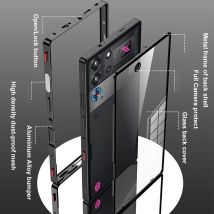 Luxus Metall Rahmen Gehärtetem Glas Abdeckung Elastische Schnalle Für ZTE Nubia Red Magic 10 Pro 10 Pro Plus Fall Objektiv Schutz coque Funda